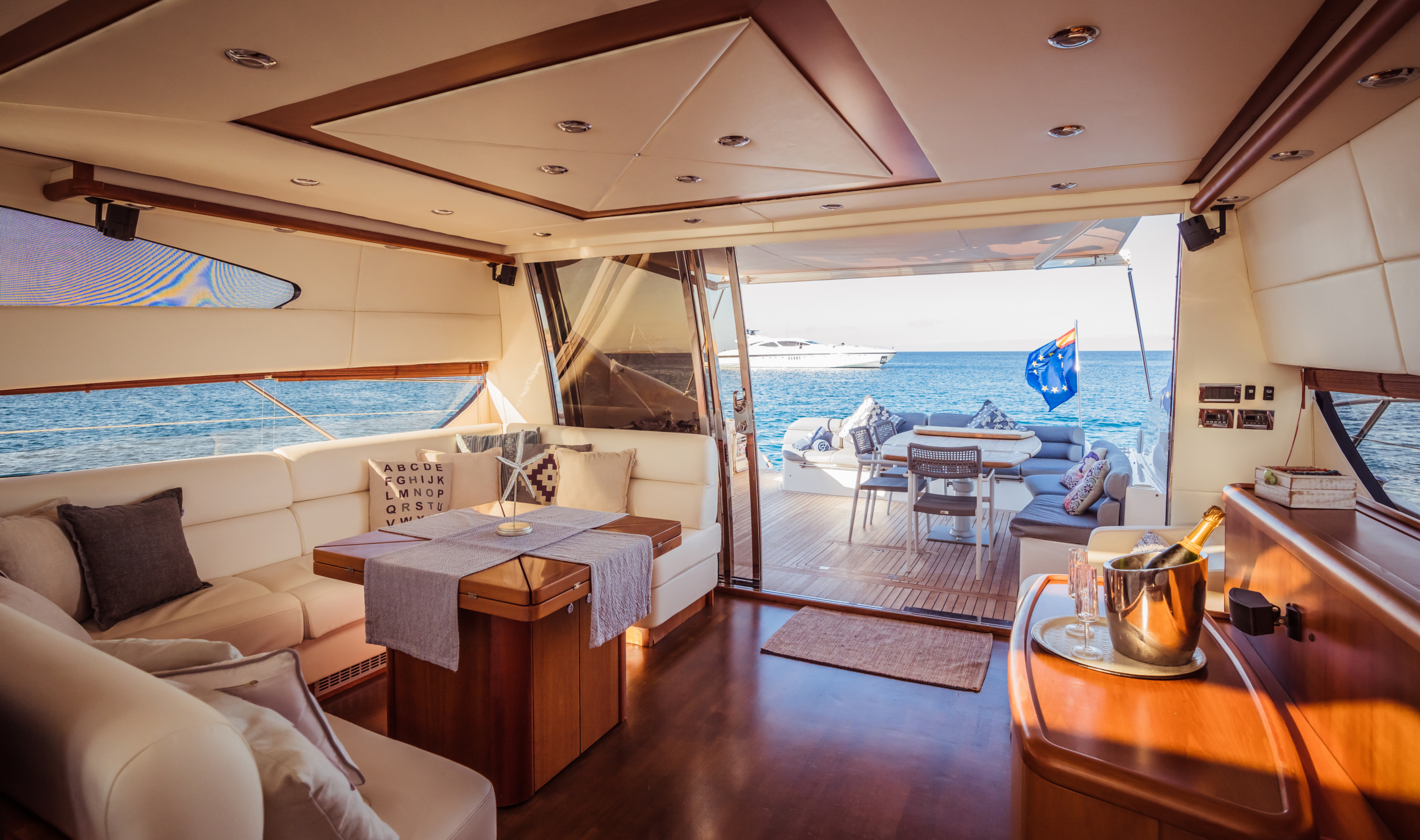 Number 9-Sunseeker-Yacht For Charter-Ibiza-Salon