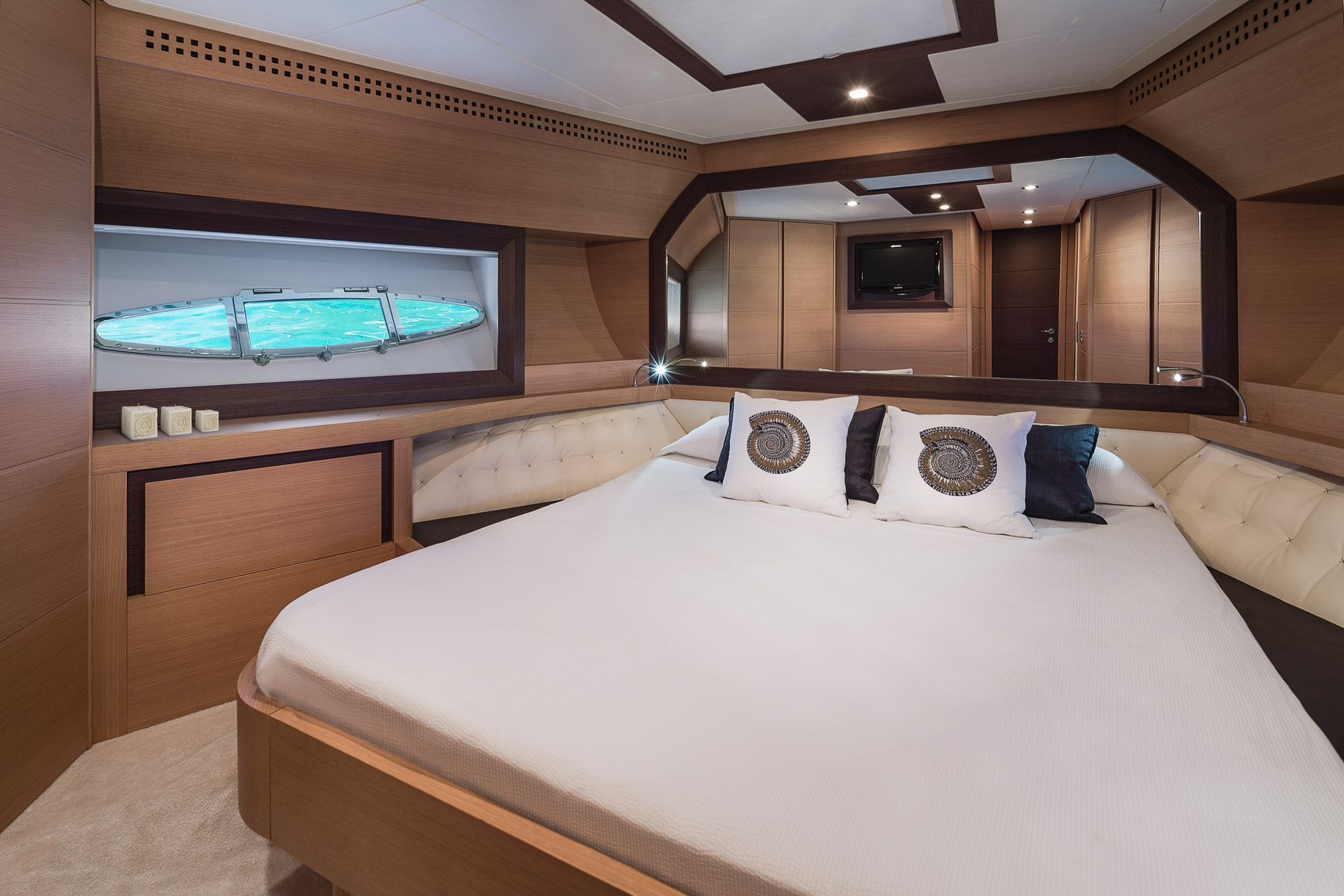 SENSATION-Pershing-Yacht For Charter-Ibiza-VIP Cabin