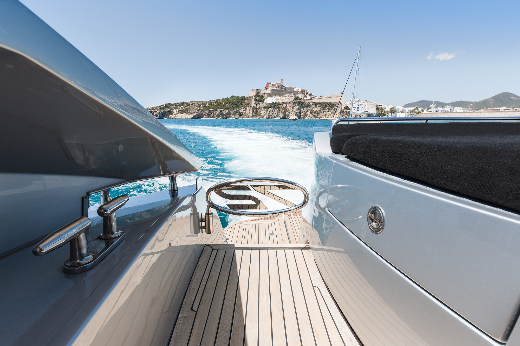 SENSATION-Pershing-Yacht For Charter-Ibiza-Foredeck
