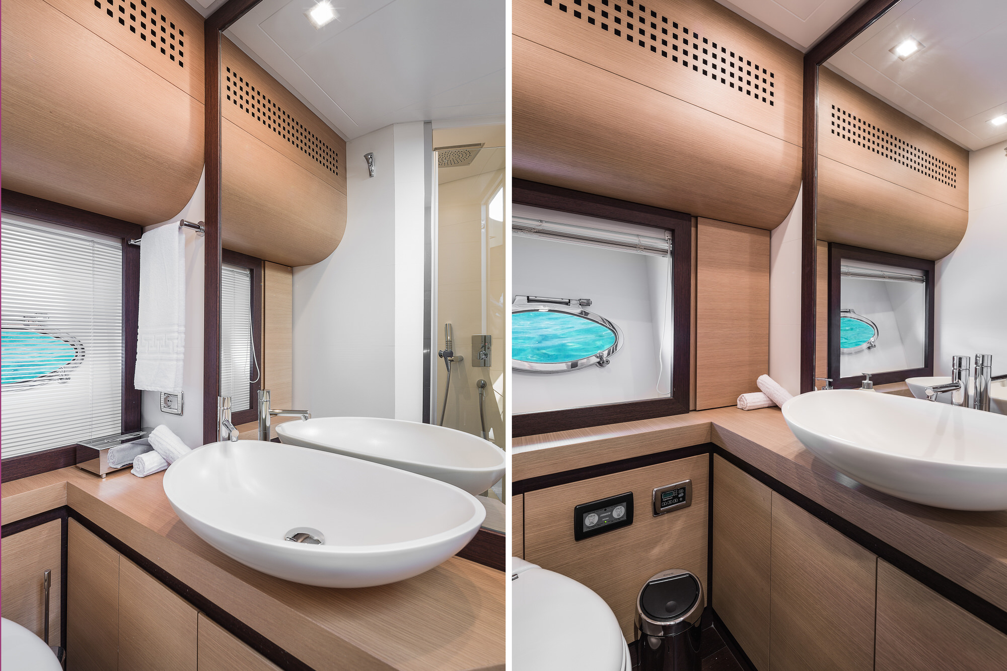 SENSATION-Pershing-Yacht For Charter-Ibiza-VIP Cabin Bathroom