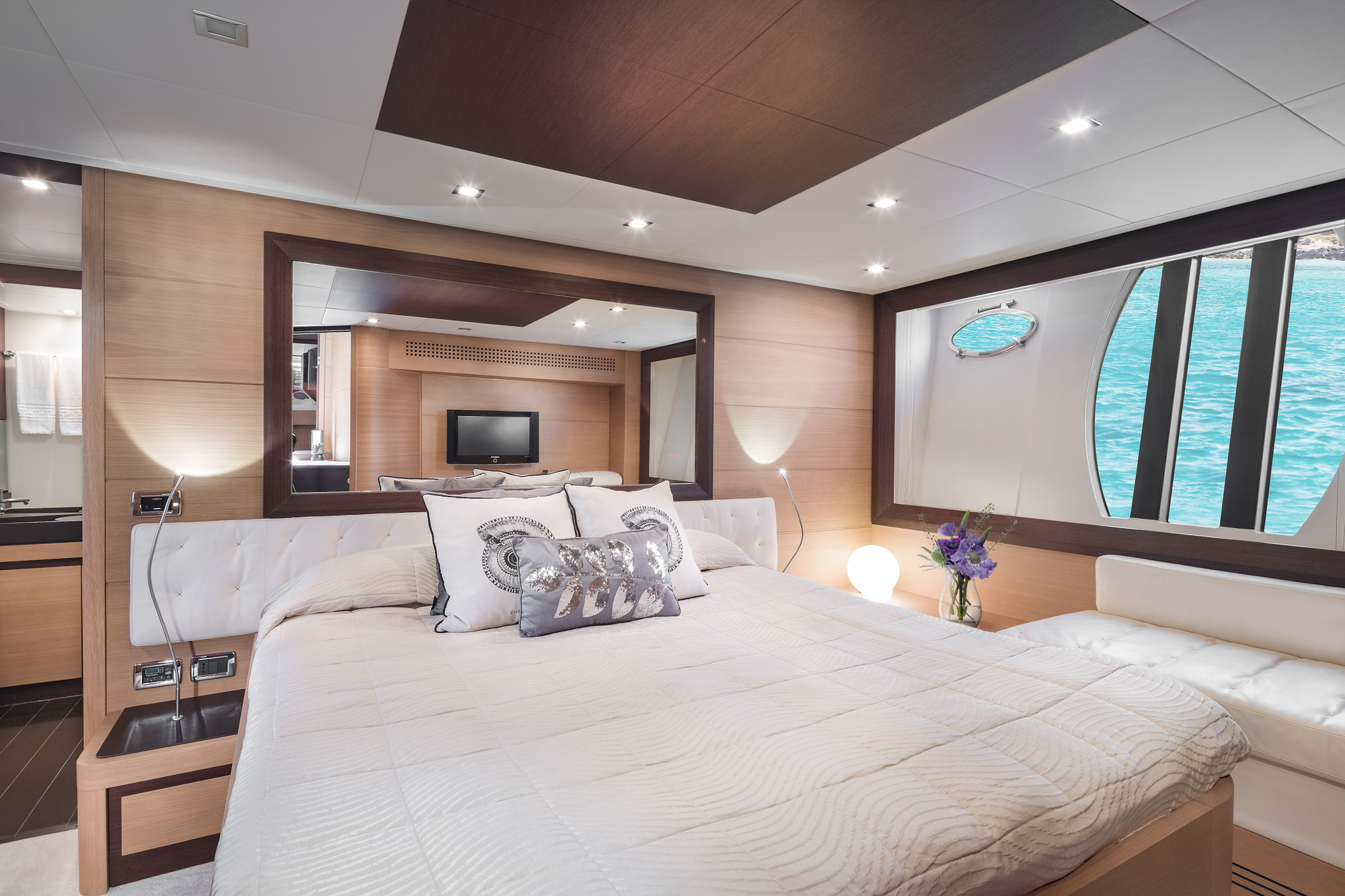 SENSATION-Pershing-Yacht For Charter-Ibiza-Master Cabin
