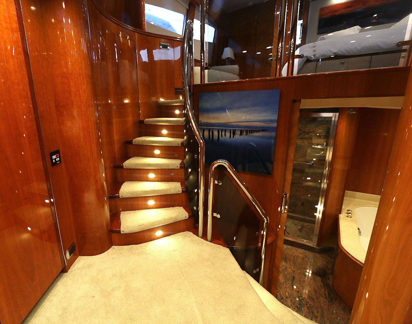 YCM-105-Sunseeker-Yacht-For-Charter-Miami-Stairs