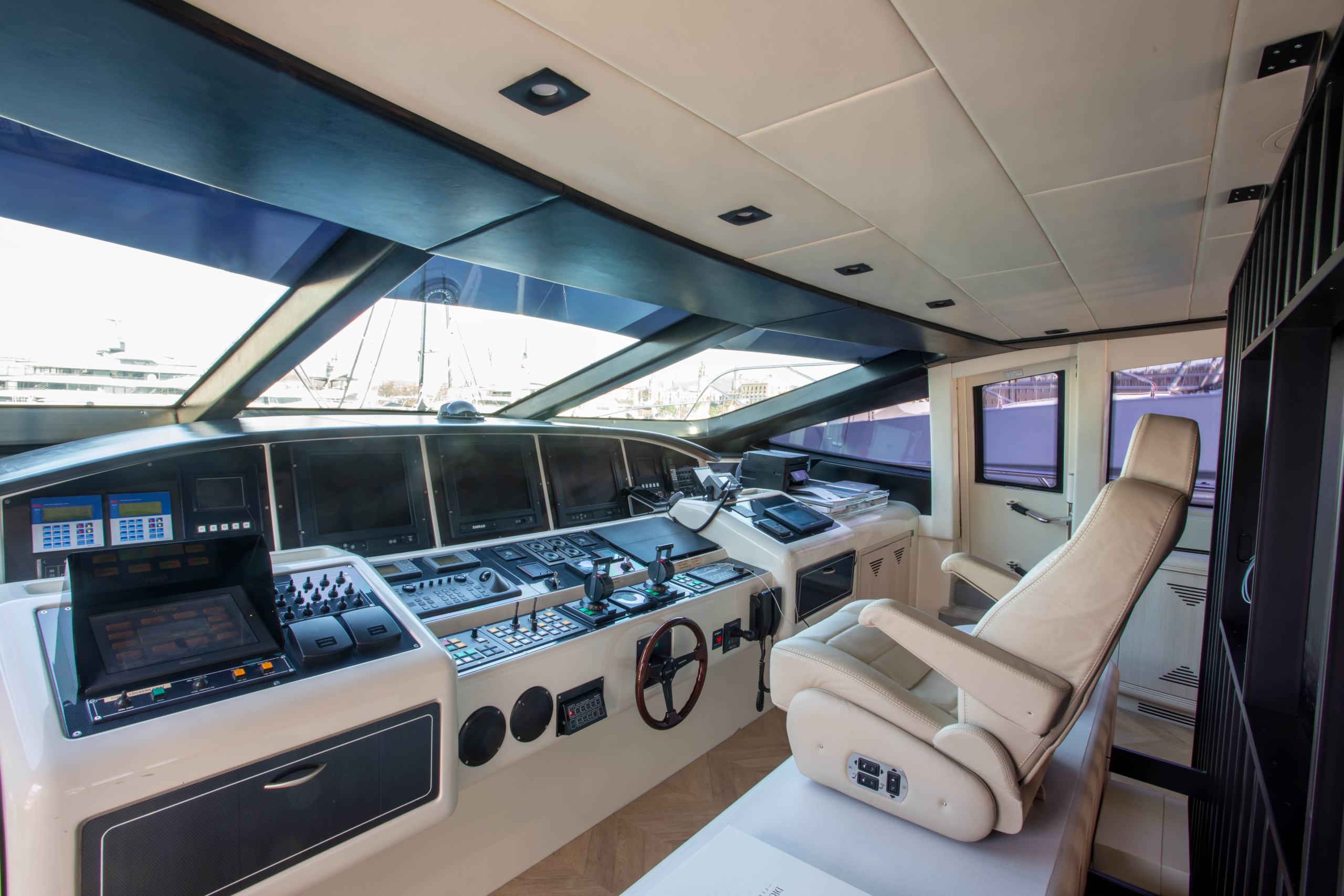 Shane-Mangusta-Yacht-For-Charter-Ibiza-Cockpit