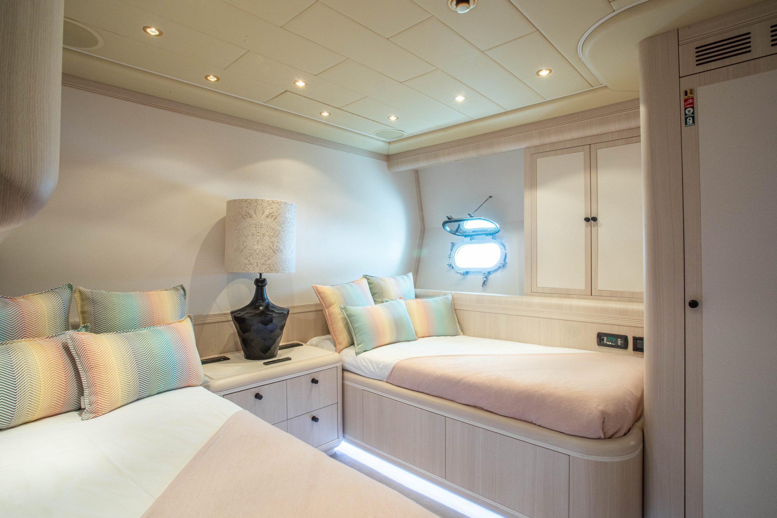 Shane-Mangusta-Yacht-For-Charter-Ibiza-Twin-Cabin